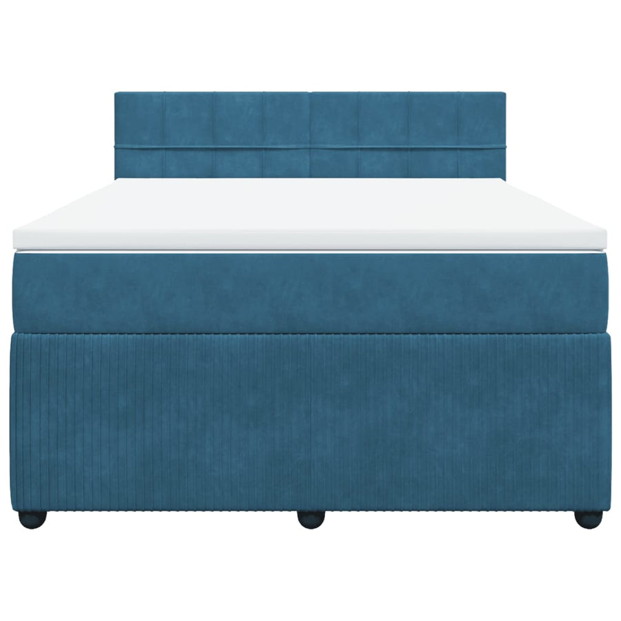 Boxspring met matras fluweel blauw 160x200 cm