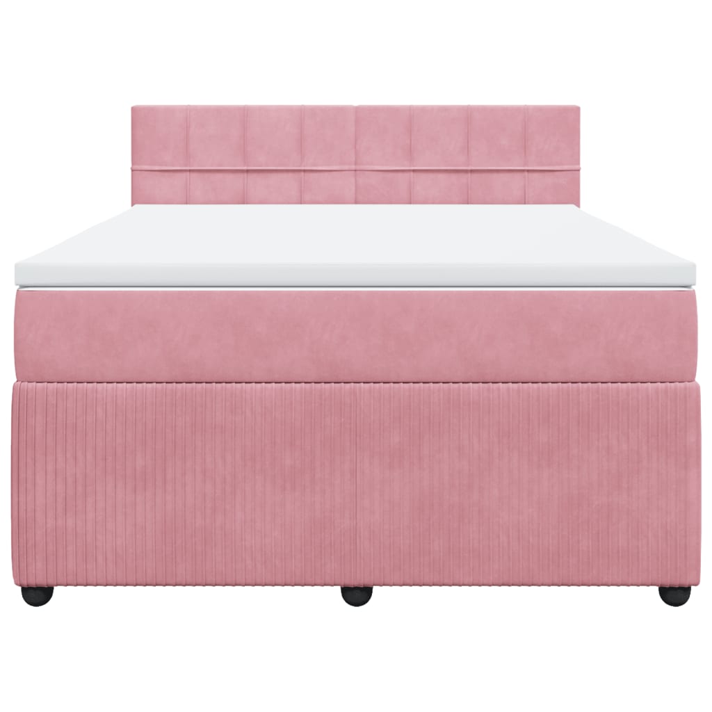 Boxspring met matras fluweel roze 160x200 cm