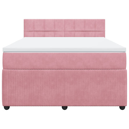 Boxspring met matras fluweel roze 160x200 cm