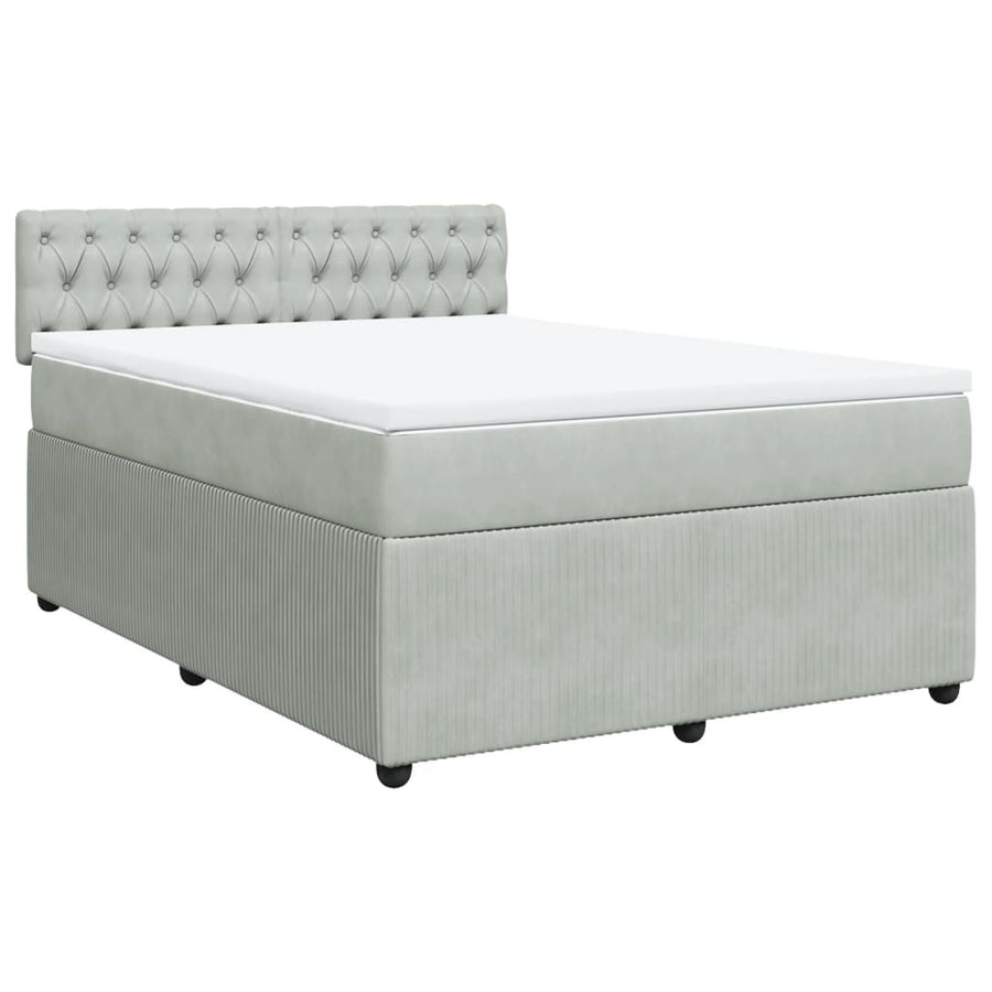 Boxspring met matras fluweel lichtgrijs 160x200 cm