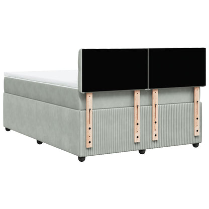 Boxspring met matras fluweel lichtgrijs 160x200 cm