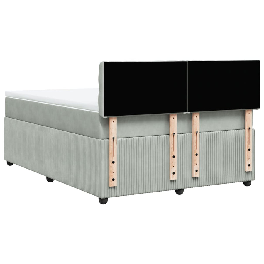 Boxspring met matras fluweel lichtgrijs 160x200 cm