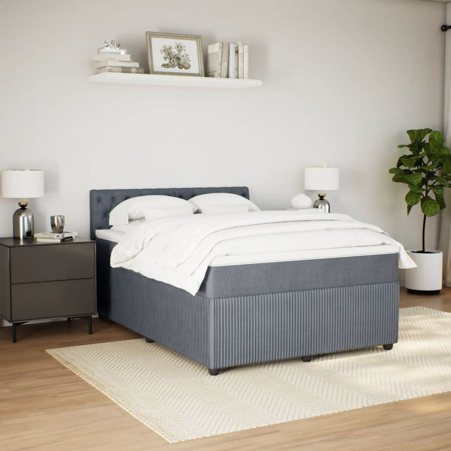 Boxspring met matras fluweel donkergrijs 160x200 cm