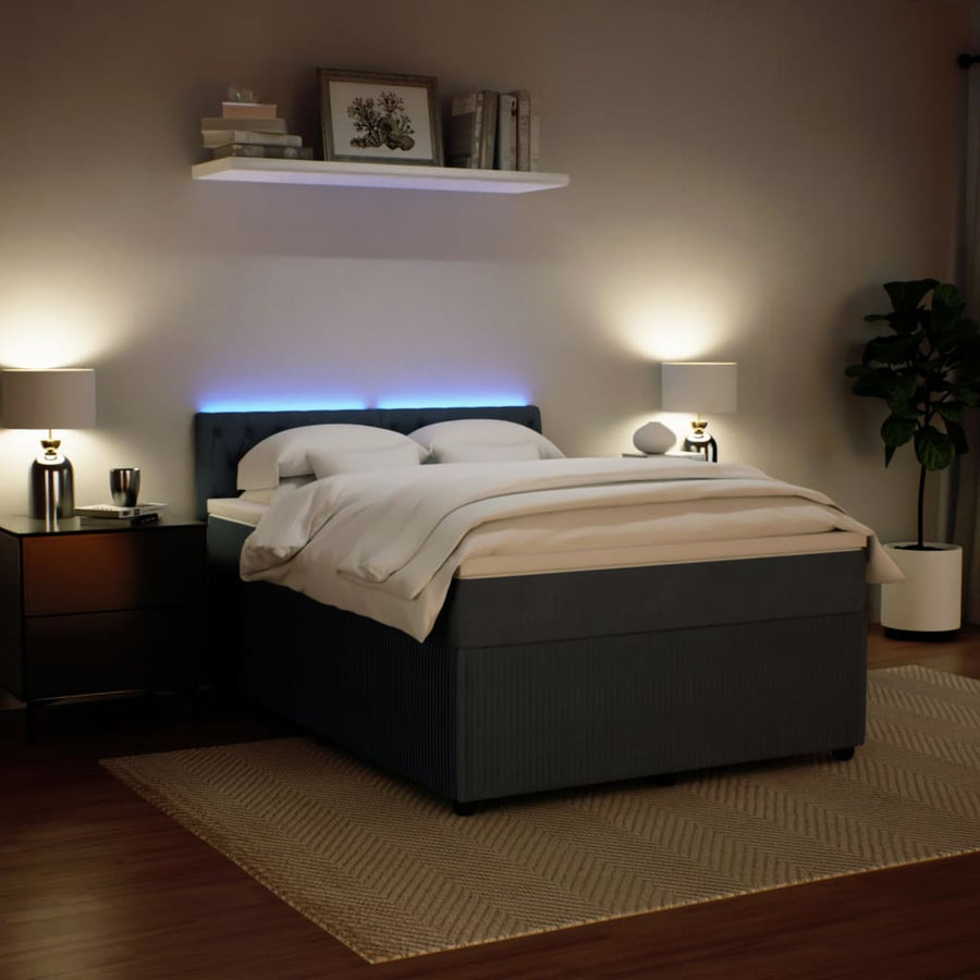 Boxspring met matras fluweel donkergrijs 160x200 cm
