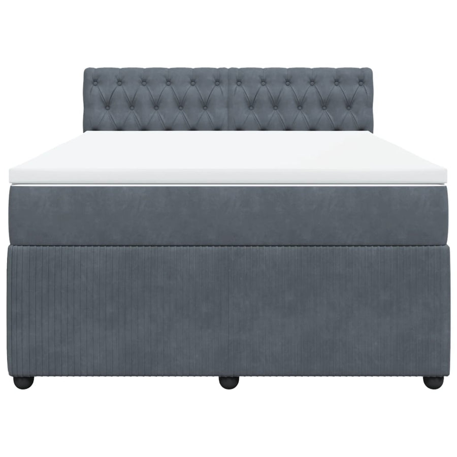 Boxspring met matras fluweel donkergrijs 160x200 cm