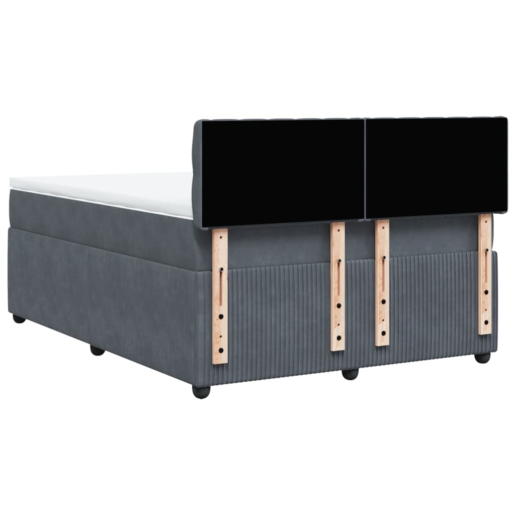 Boxspring met matras fluweel donkergrijs 160x200 cm