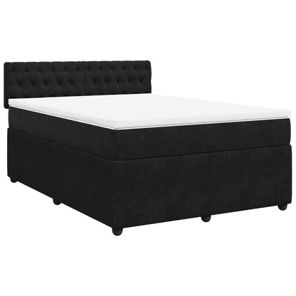 Boxspring met matras fluweel zwart 160x200 cm
