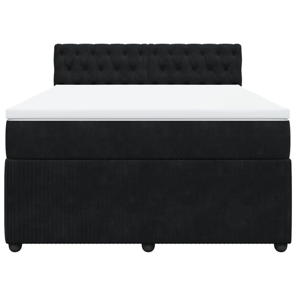 Boxspring met matras fluweel zwart 160x200 cm