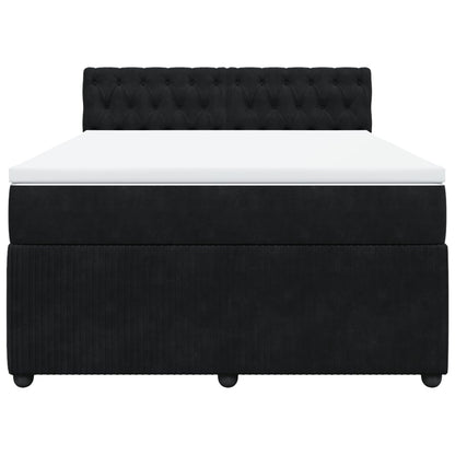 Boxspring met matras fluweel zwart 160x200 cm