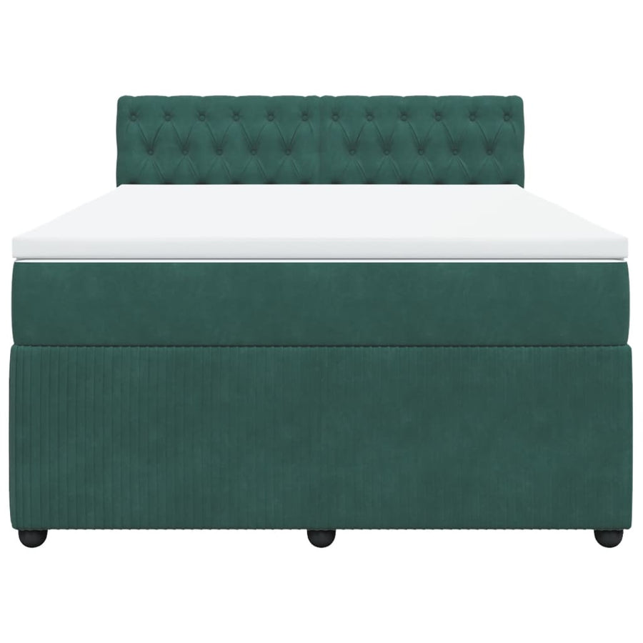 Boxspring met matras fluweel donkergroen 160x200 cm