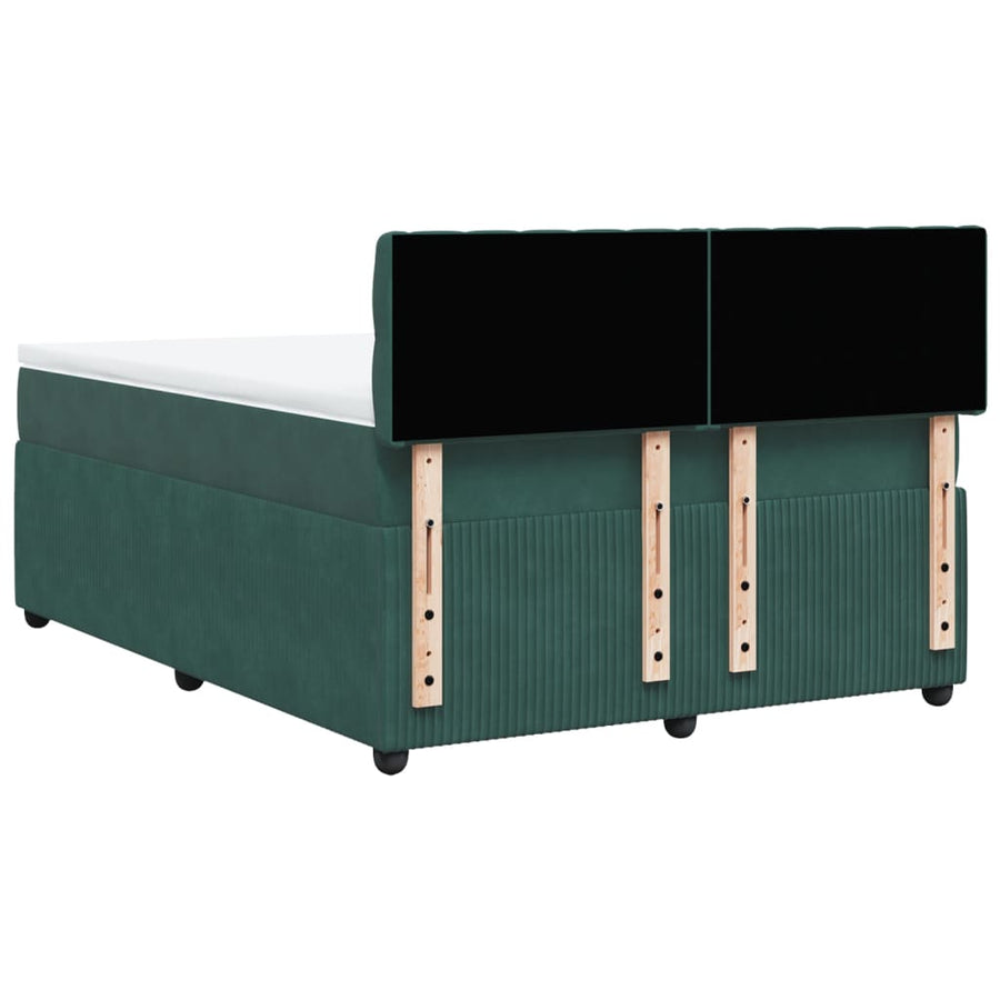 Boxspring met matras fluweel donkergroen 160x200 cm
