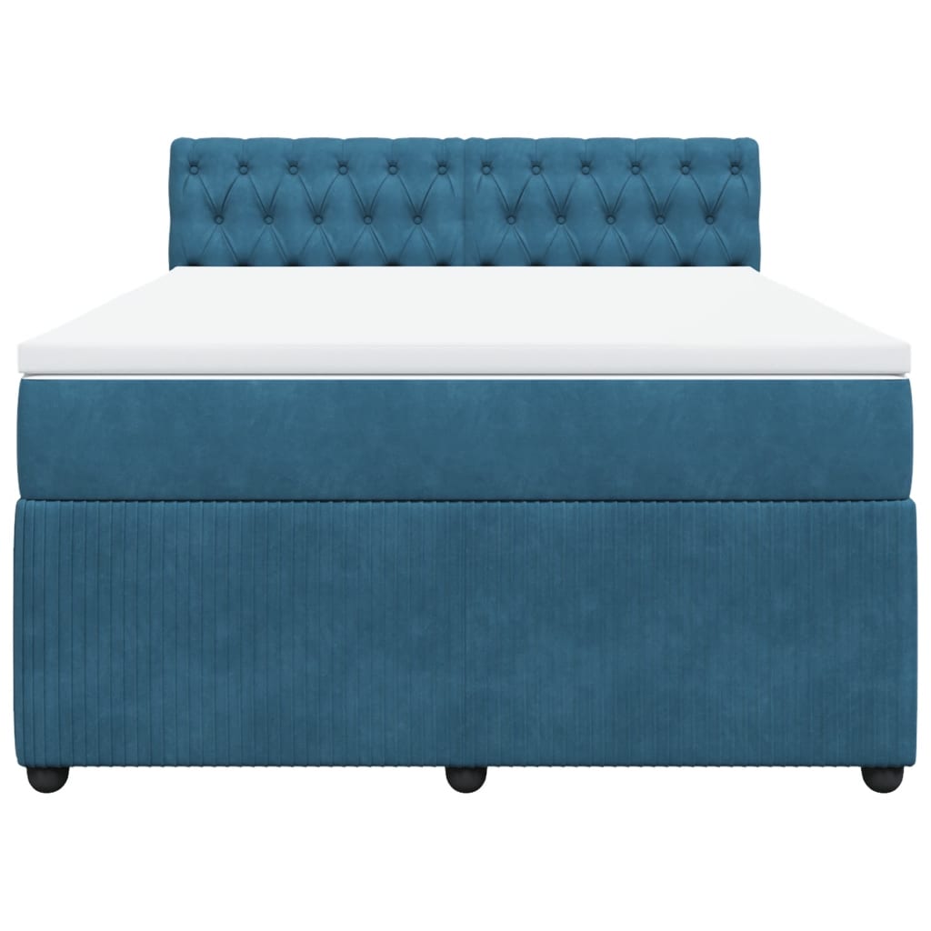 Boxspring met matras fluweel blauw 160x200 cm