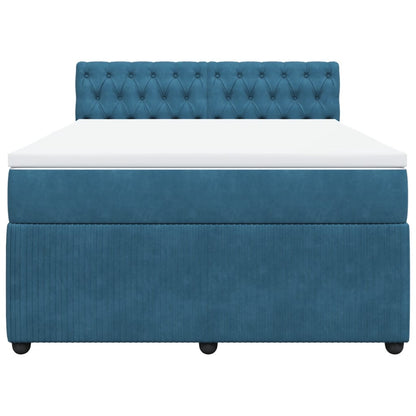 Boxspring met matras fluweel blauw 160x200 cm