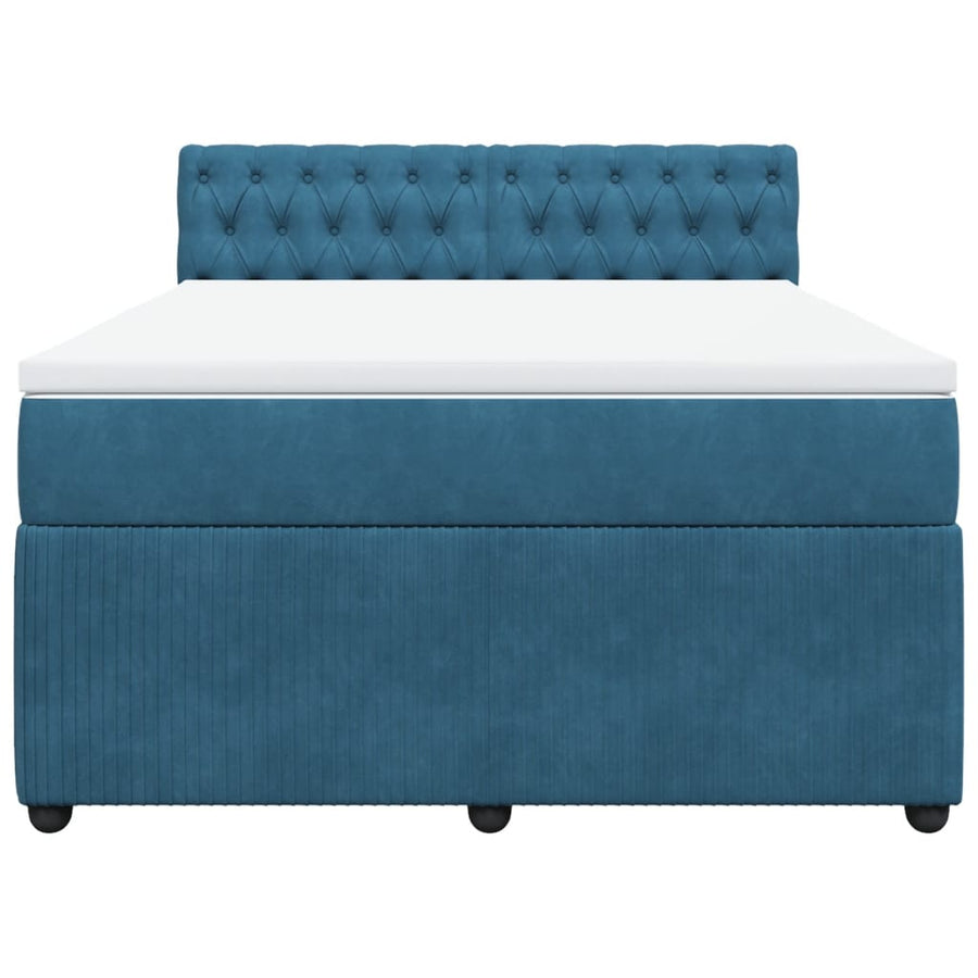 Boxspring met matras fluweel blauw 160x200 cm