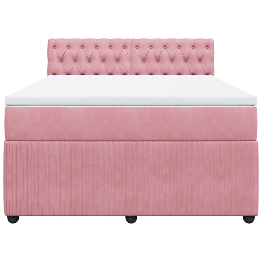 Boxspring met matras fluweel roze 160x200 cm