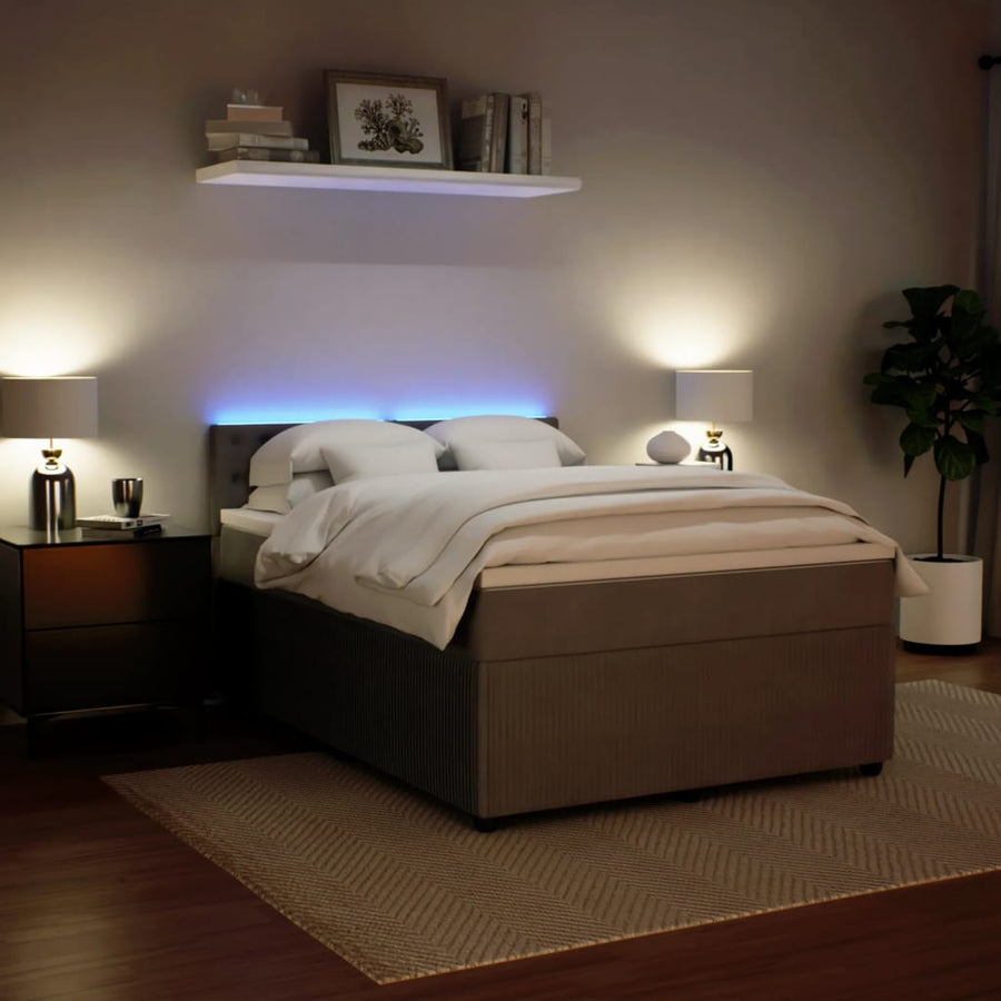Boxspring met matras fluweel lichtgrijs 160x200 cm