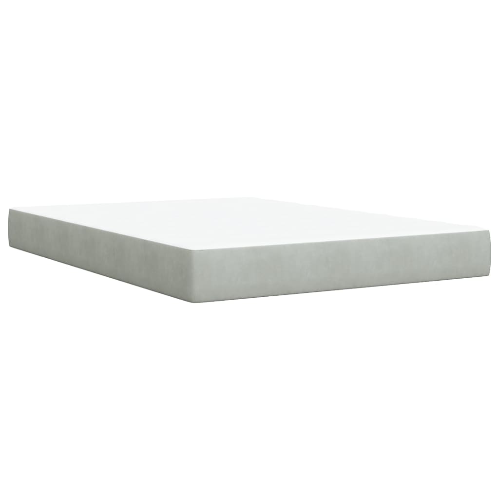 Boxspring met matras fluweel lichtgrijs 160x200 cm