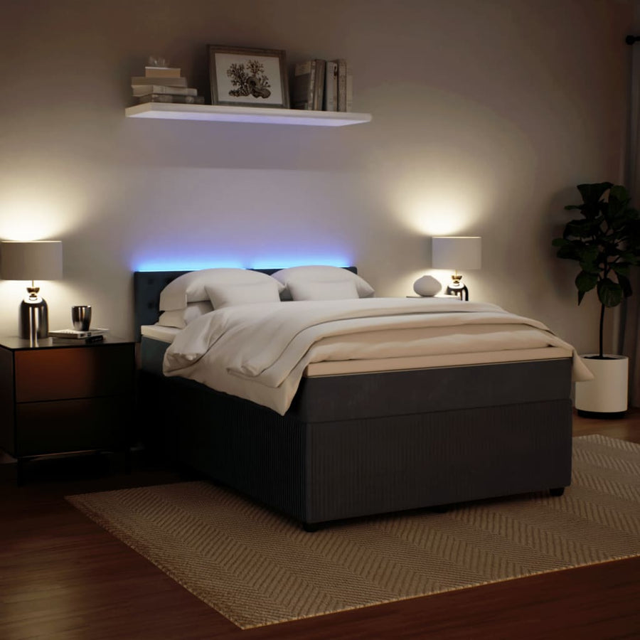 Boxspring met matras fluweel donkergrijs 160x200 cm