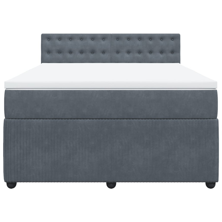 Boxspring met matras fluweel donkergrijs 160x200 cm