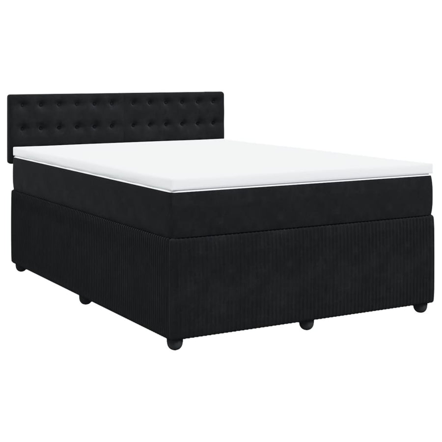 Boxspring met matras fluweel zwart 160x200 cm