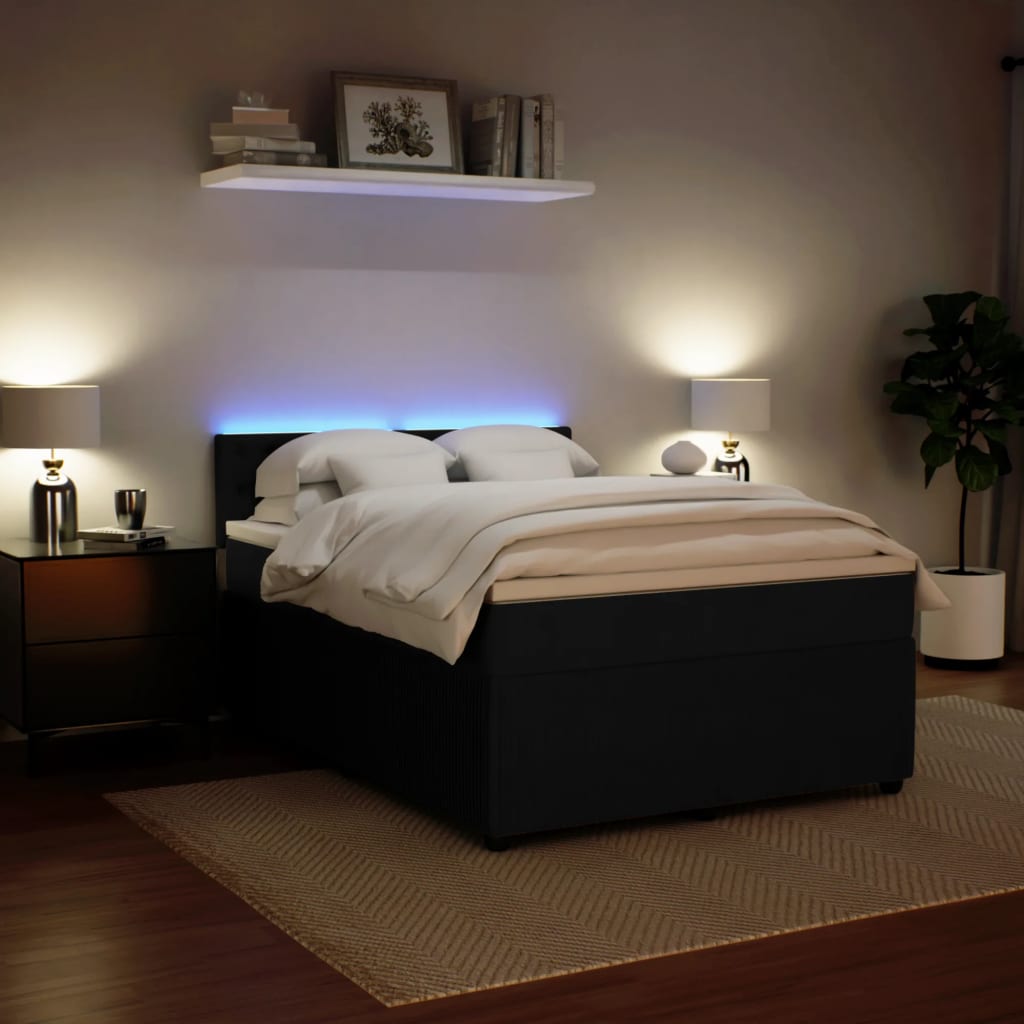 Boxspring met matras fluweel zwart 160x200 cm