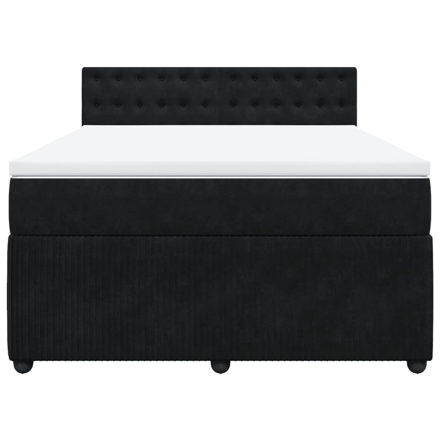 Boxspring met matras fluweel zwart 160x200 cm