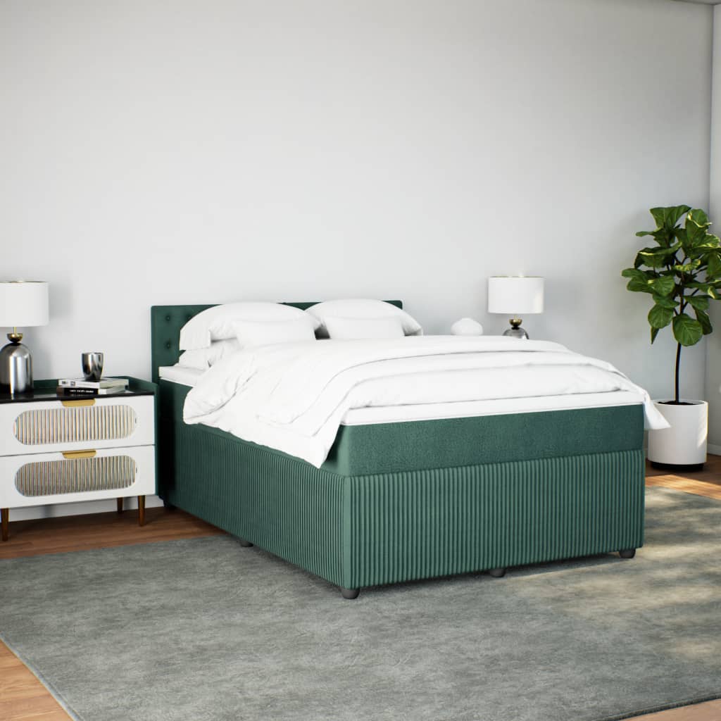 Boxspring met matras fluweel donkergroen 160x200 cm