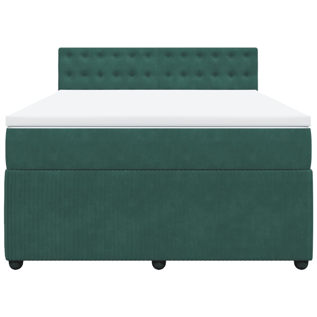 Boxspring met matras fluweel donkergroen 160x200 cm