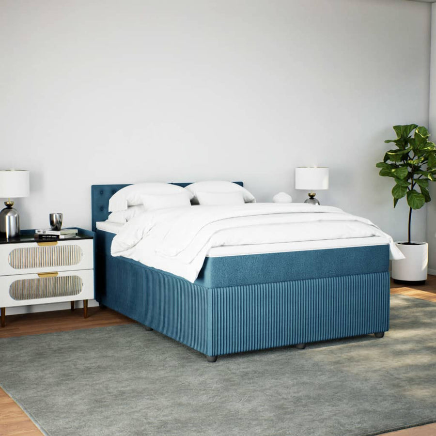 Boxspring met matras fluweel blauw 160x200 cm