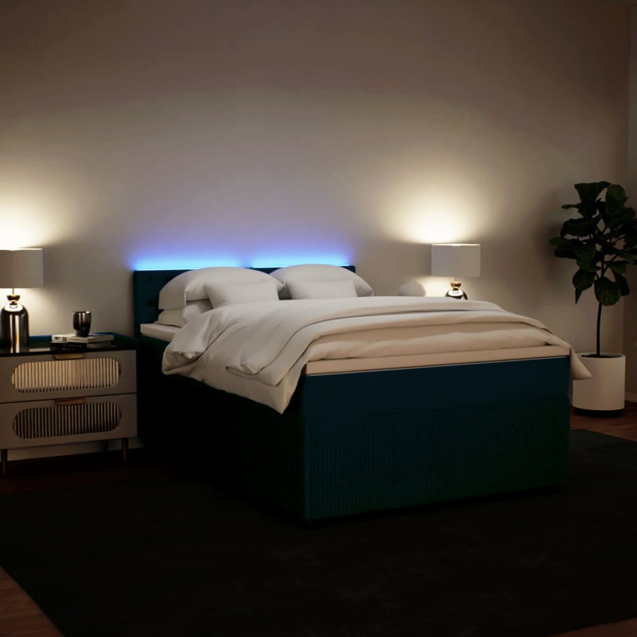 Boxspring met matras fluweel blauw 160x200 cm