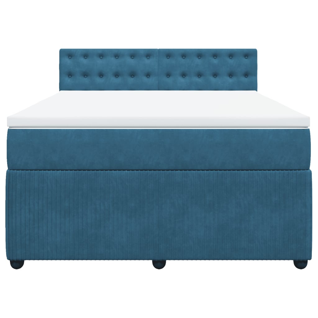 Boxspring met matras fluweel blauw 160x200 cm