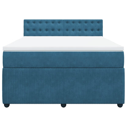 Boxspring met matras fluweel blauw 160x200 cm