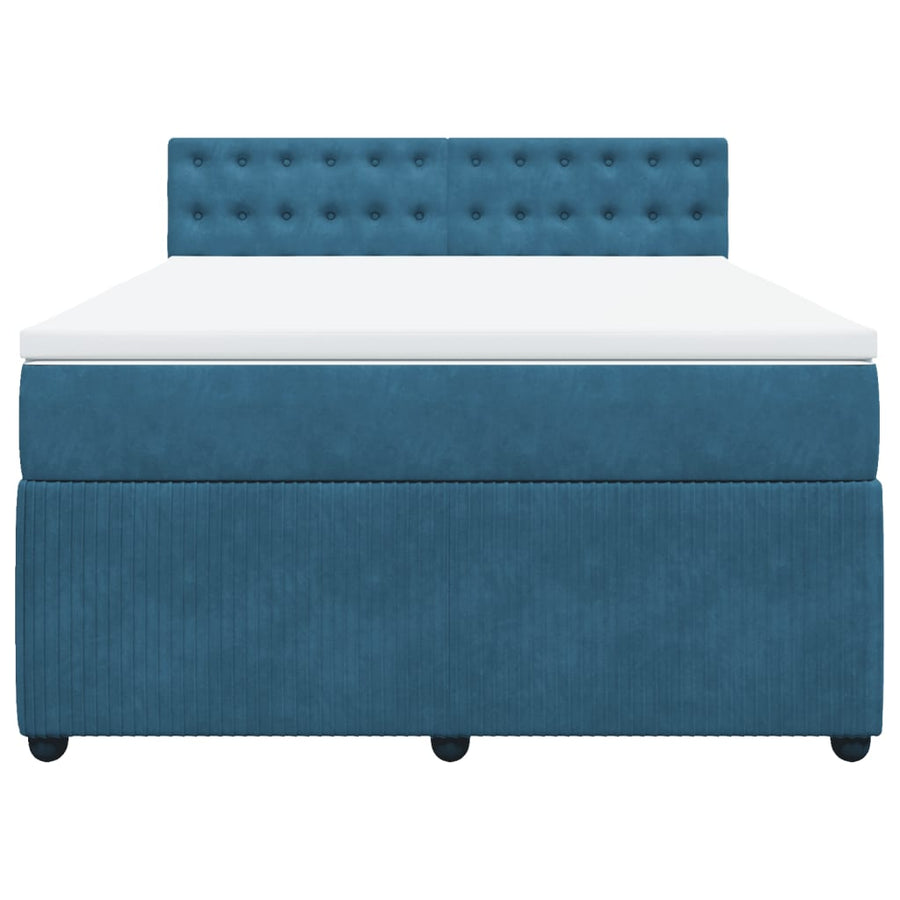 Boxspring met matras fluweel blauw 160x200 cm