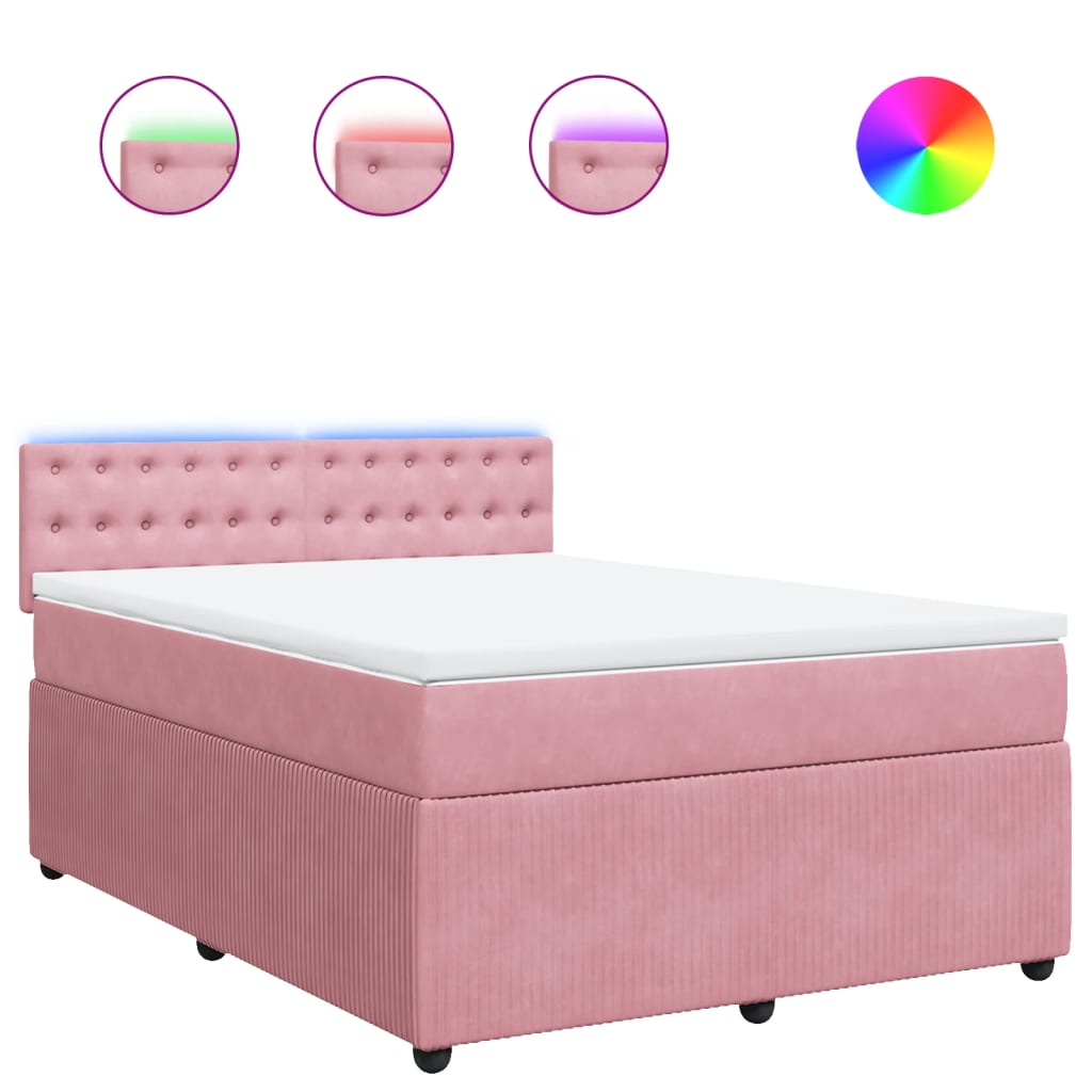 Boxspring met matras fluweel roze 160x200 cm