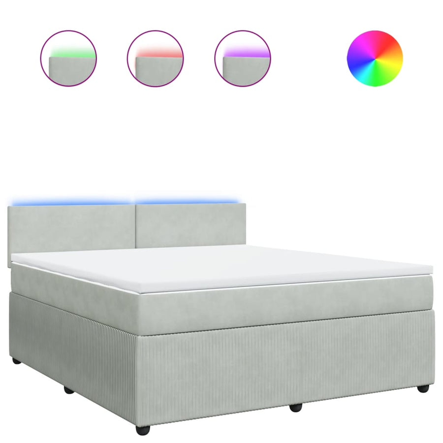 Boxspring met matras fluweel lichtgrijs 180x200 cm