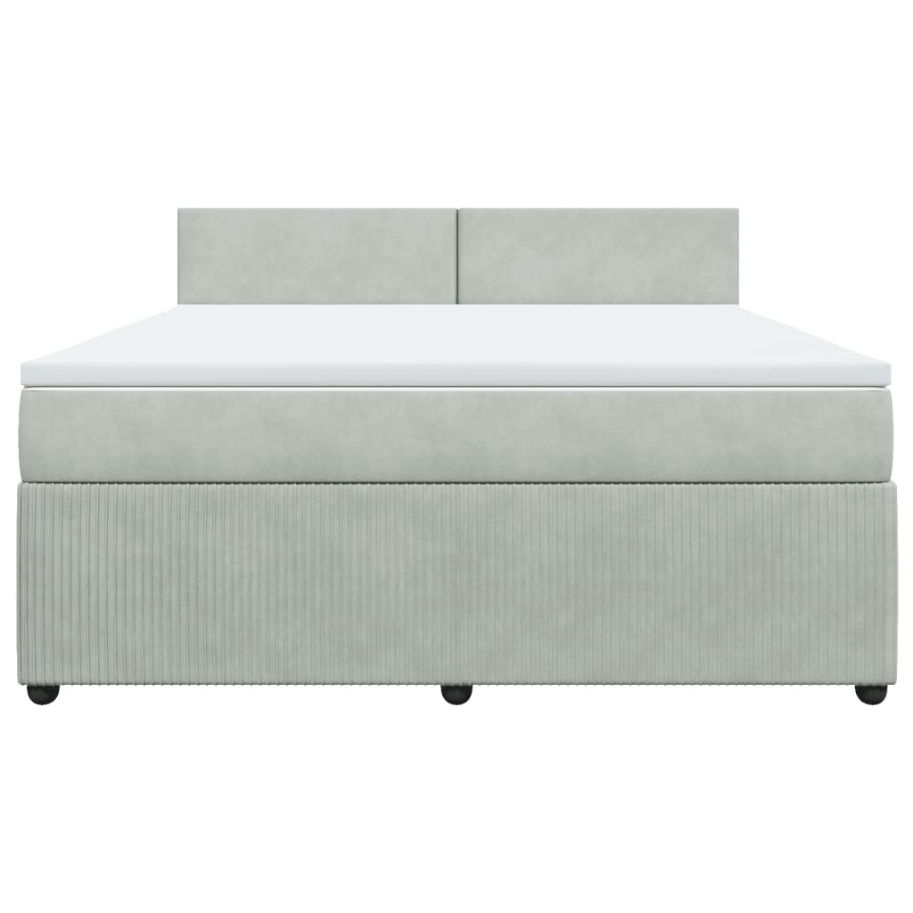 Boxspring met matras fluweel lichtgrijs 180x200 cm
