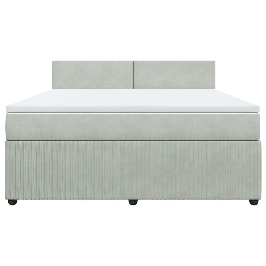 Boxspring met matras fluweel lichtgrijs 180x200 cm