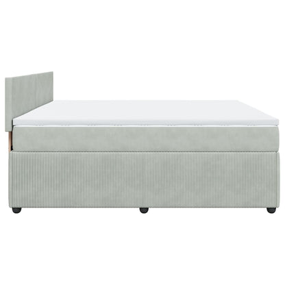 Boxspring met matras fluweel lichtgrijs 180x200 cm
