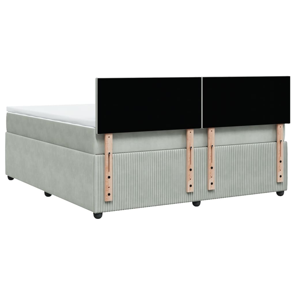 Boxspring met matras fluweel lichtgrijs 180x200 cm