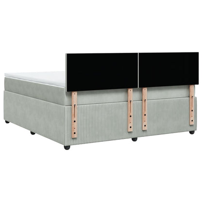 Boxspring met matras fluweel lichtgrijs 180x200 cm