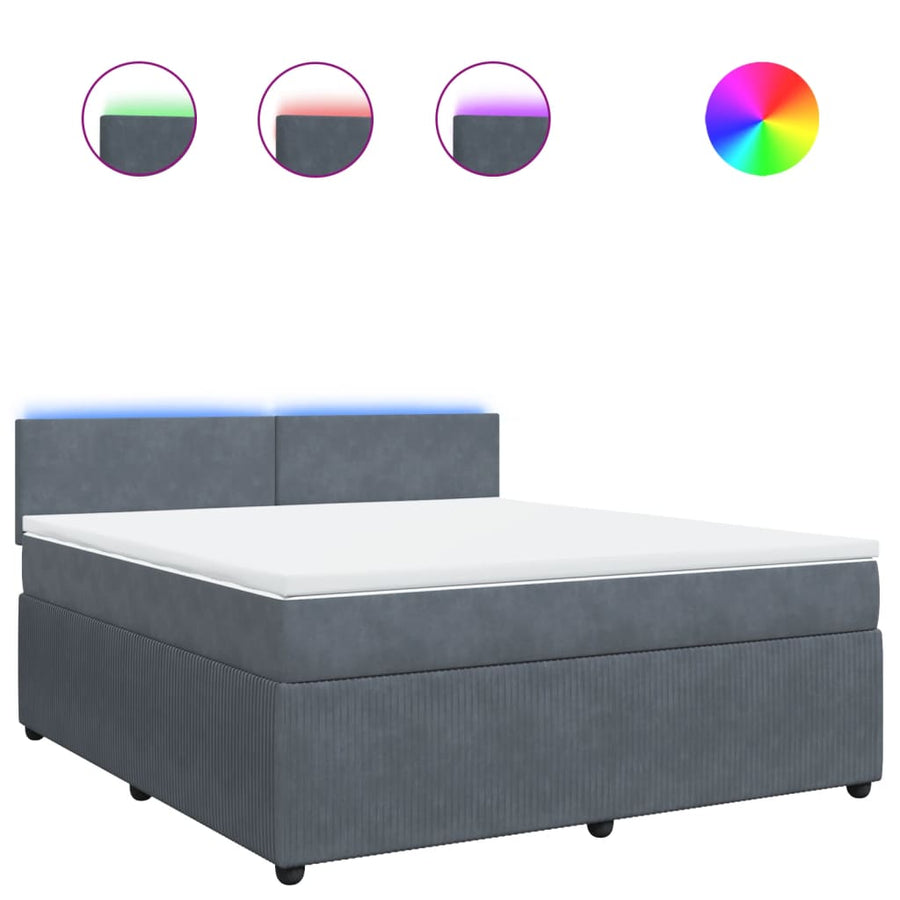 Boxspring met matras fluweel donkergrijs 180x200 cm
