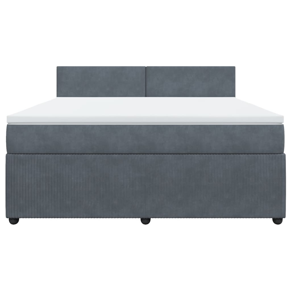 Boxspring met matras fluweel donkergrijs 180x200 cm