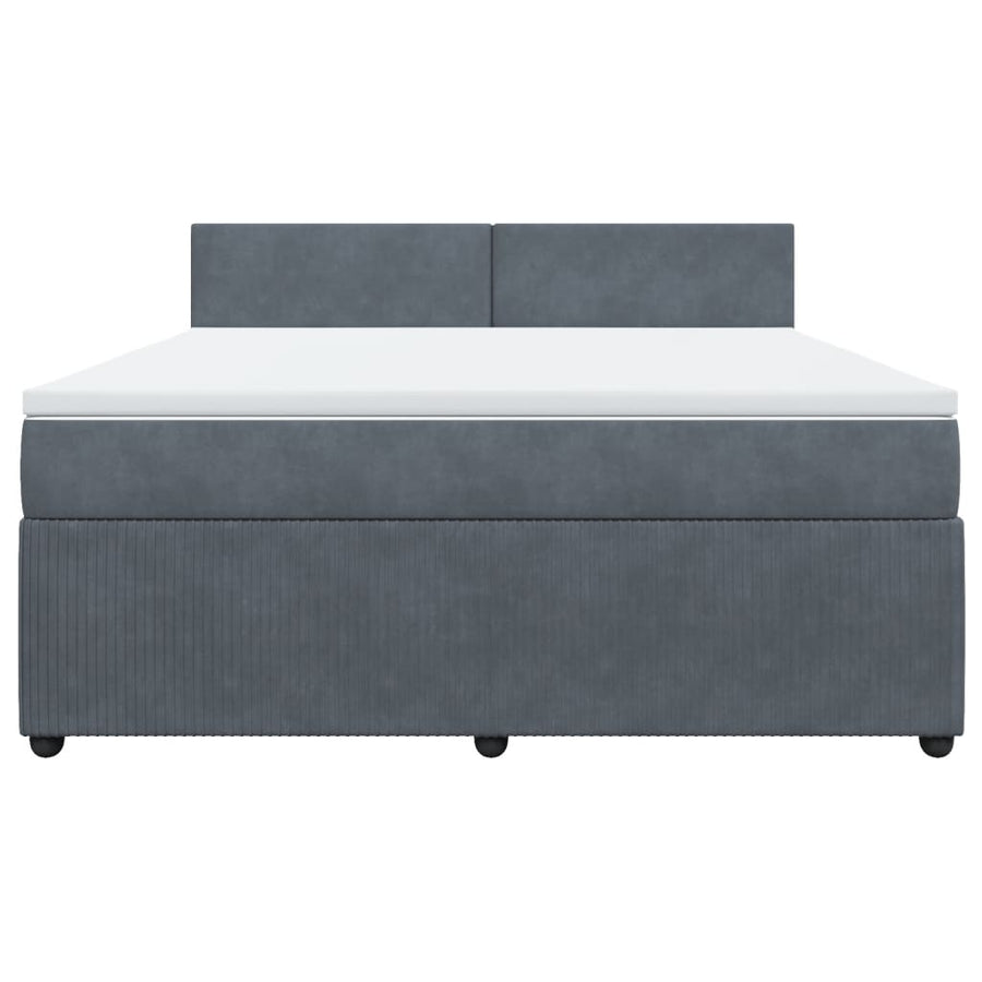 Boxspring met matras fluweel donkergrijs 180x200 cm