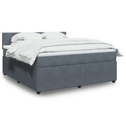 Velvet dark grey box spring with mattress 180x200 cm
