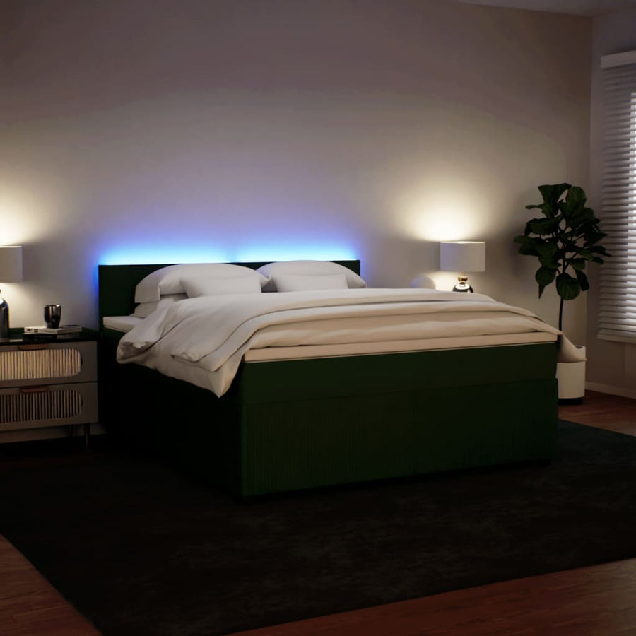 Boxspring met matras fluweel donkergroen 180x200 cm