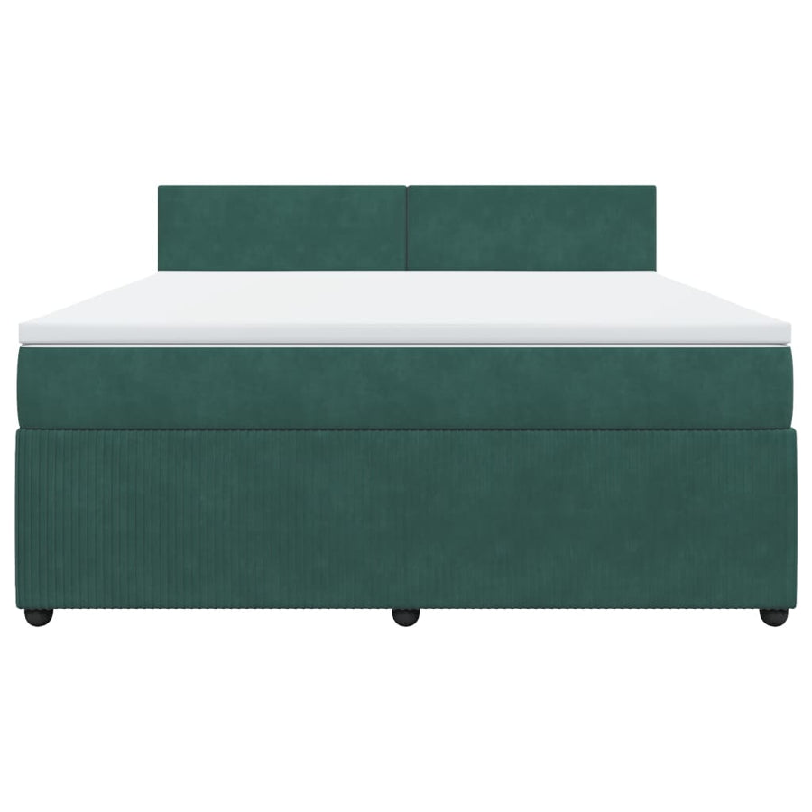 Boxspring met matras fluweel donkergroen 180x200 cm