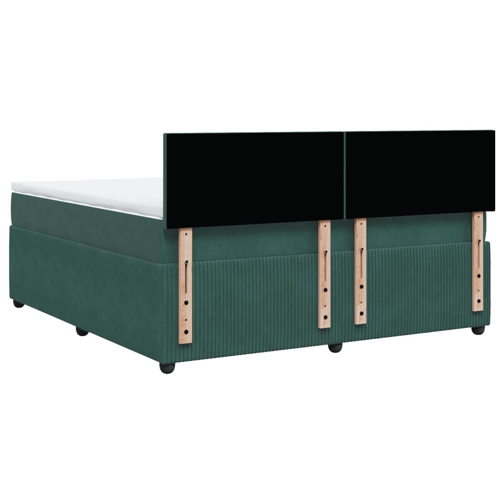 Boxspring met matras fluweel donkergroen 180x200 cm