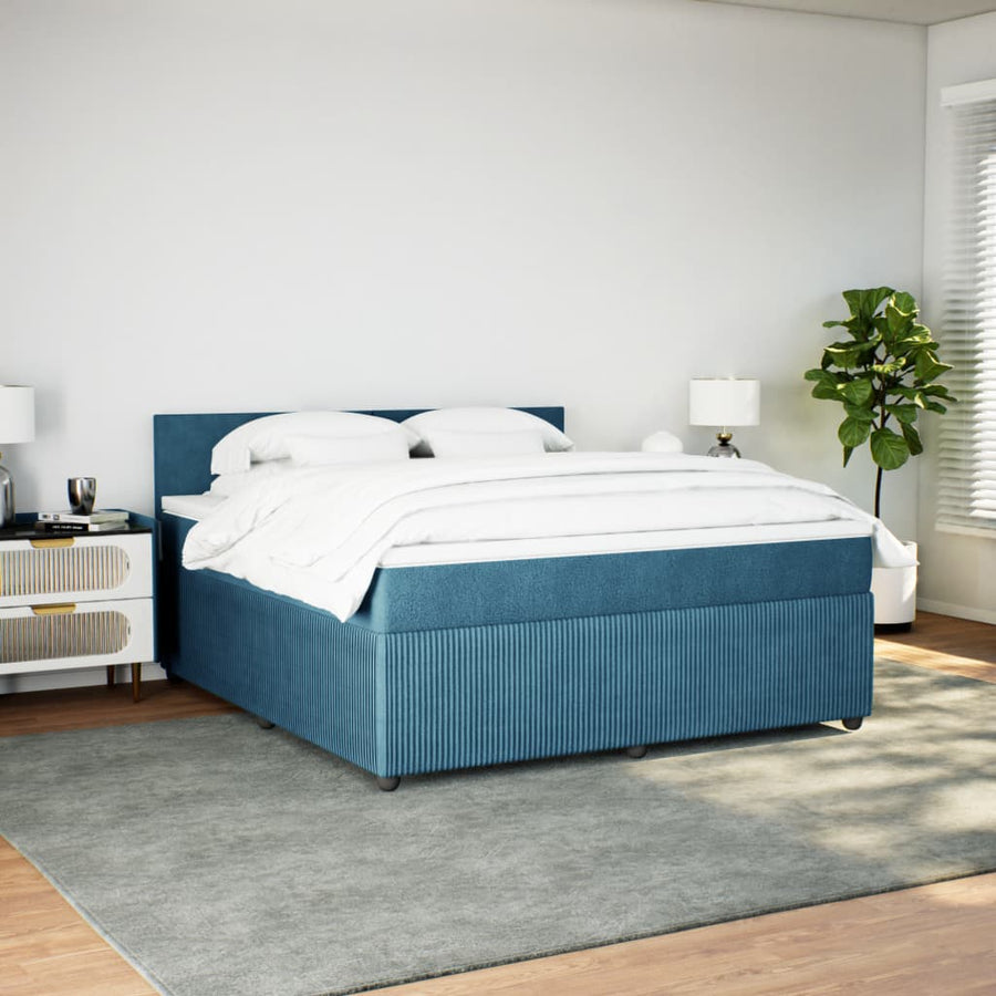 Boxspring met matras fluweel blauw 180x200 cm