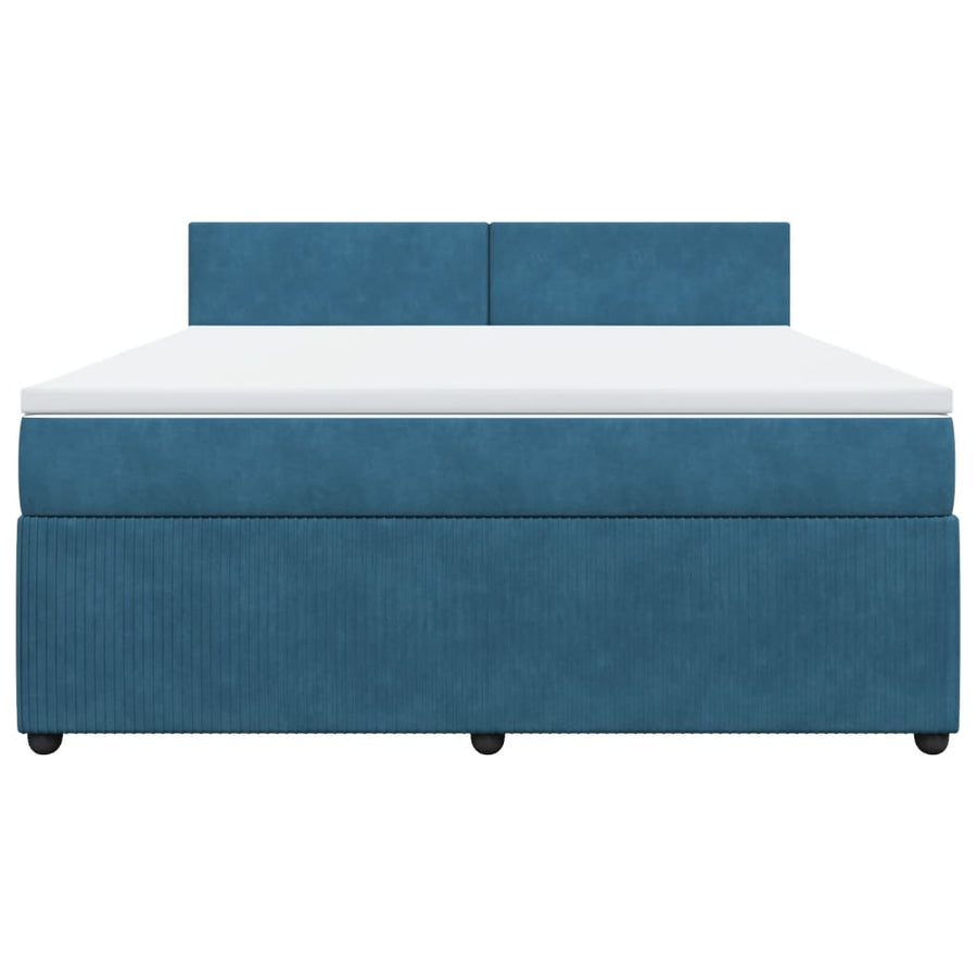 Boxspring met matras fluweel blauw 180x200 cm