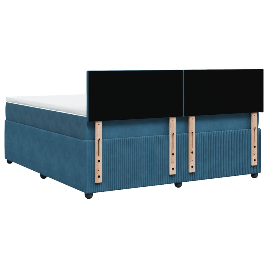 Boxspring met matras fluweel blauw 180x200 cm